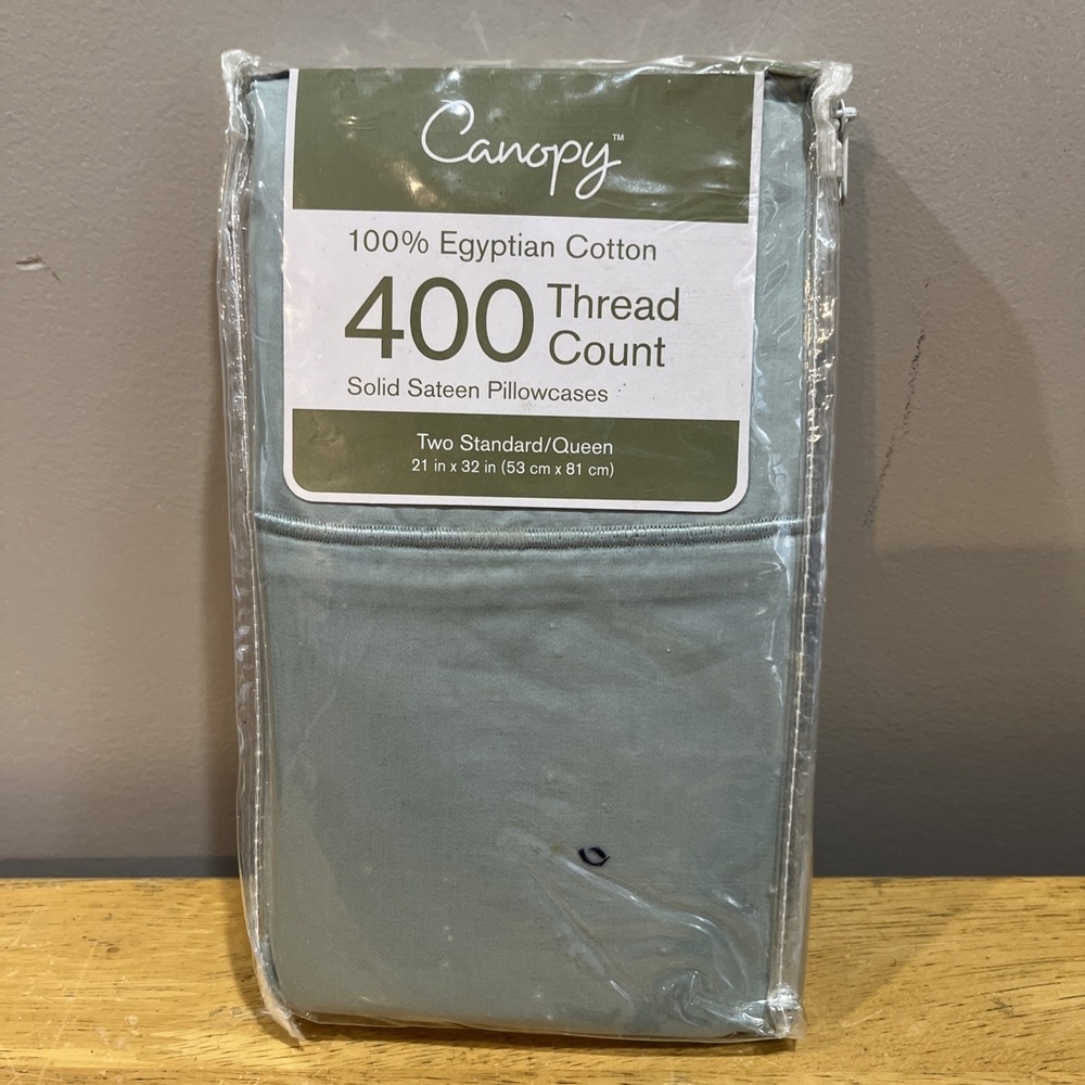 Canopy 100% Egyptian‎ Cotton Seafoam Green Standard/queen Pillowcases 400 TC